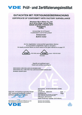 VDE certificate